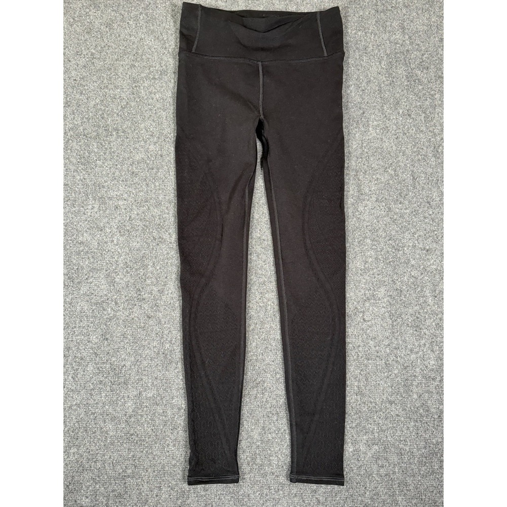 Lululemon Reveal Tight Leggings Womens Size 8 Black Mindful Motion‎ Yoga 28" EUC